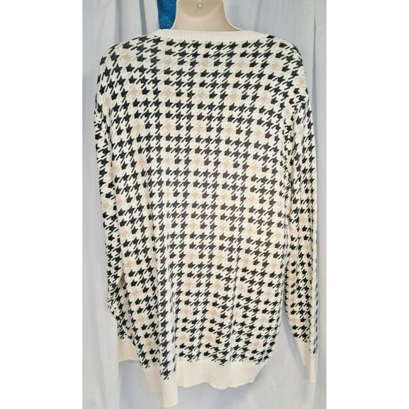 Shaquille O’Neal Size 4XL Off White, Black and Beige Houndstooth Sweater Mens - Picture 3 of 10